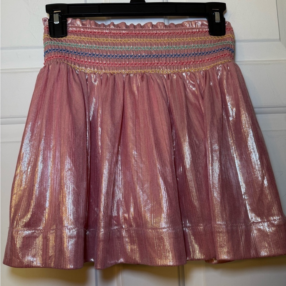 Peek Aren’t You Curious Kids Pink Shiny Faille Smocked Skirt Sz 8 NWT Princess